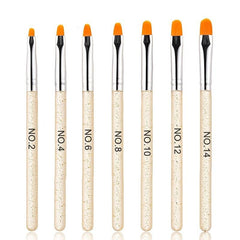 7 Pcs UV Gel Nail Brush Poly Extension Gel Brush Nail Art Tips Builder Brush