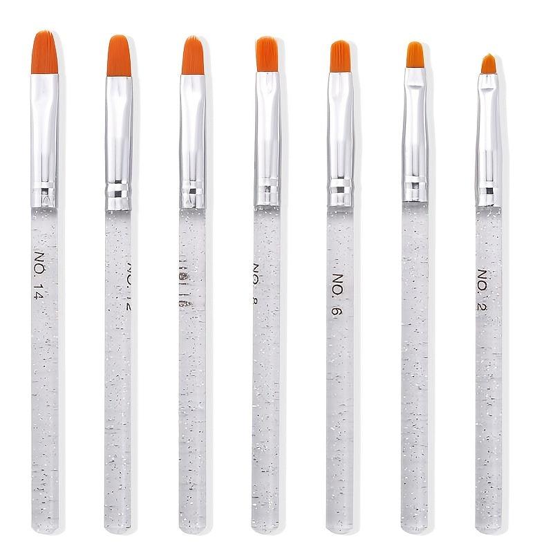 7 Pcs UV Gel Nail Brush Poly Extension Gel Brush Nail Art Tips Builder Brush