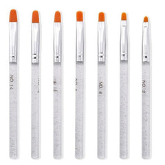 7 Pcs UV Gel Nail Brush Poly Extension Gel Brush Nail Art Tips Builder Brush