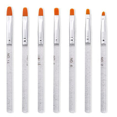 7 Pcs UV Gel Nail Brush Poly Extension Gel Brush Nail Art Tips Builder Brush