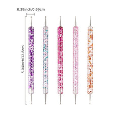 5 Pcs Nail Art Dotting Pen Dual Ended Drawing Painting Rhin