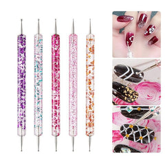 5 Pcs Nail Art Dotting Pen Dual Ended Drawing Painting Rhin