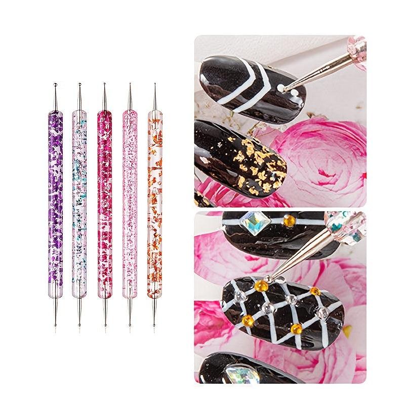 5 Pcs Nail Art Dotting Pen Dual Ended Drawing Painting Rhin