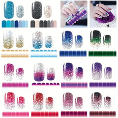 Glitter Gradient Shine Nail Stickers Self Ashesive Decal Strips