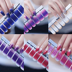 Glitter Gradient Shine Nail Stickers Self Ashesive Decal Strips