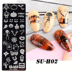 Halloween Nail Art Stamping Plates Spooky Pumpkins Ghosts