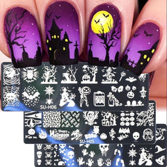 Halloween Nail Art Stamping Plates Spooky Pumpkins Ghosts