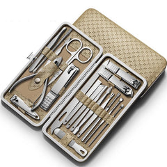 Professional Manicure & Pedicure Kit with Leather Case