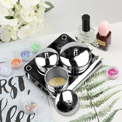 3pc Stainless Steel Acrylic Liquid Powder Container w/ Lids Nail Tools