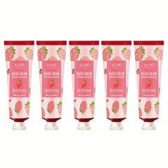 5 Pcs Strawberry Fragrance Hand Cream for Dry Skin, Moisturizing & Nourishing