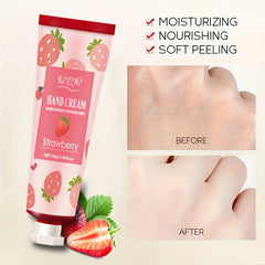 5 Pcs Strawberry Fragrance Hand Cream for Dry Skin, Moisturizing & Nourishing