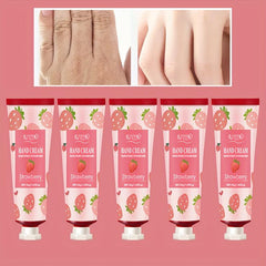 5 Pcs Strawberry Fragrance Hand Cream for Dry Skin, Moisturizing & Nourishing