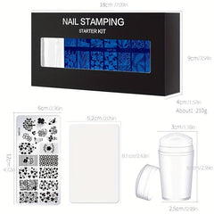 Nail Stamping Plates Kit with Stamper Leaves Flowers & Animals Designs