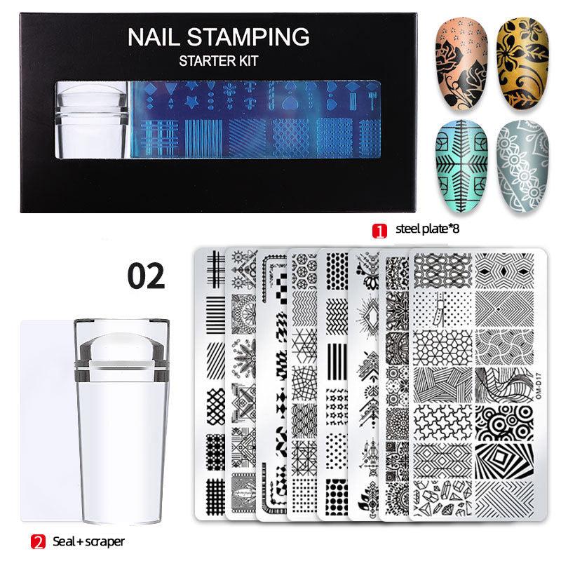 Nail Stamping Plates Kit with Stamper Leaves Flowers & Animals Designs