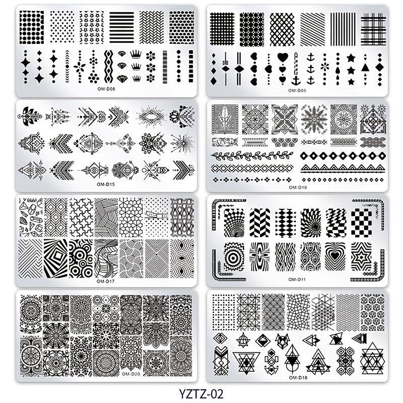 Nail Stamping Plates Kit with Stamper Leaves Flowers & Animals Designs