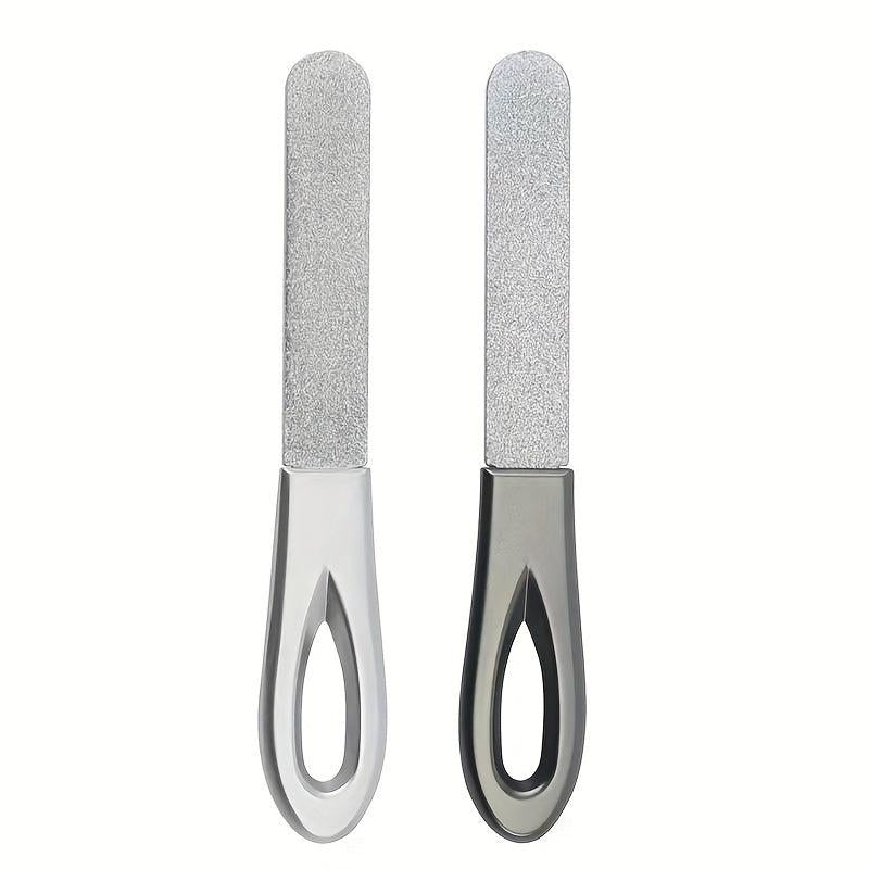 Stainless Steel Nail File Double Sided Anti Slip Handle Manicure Files