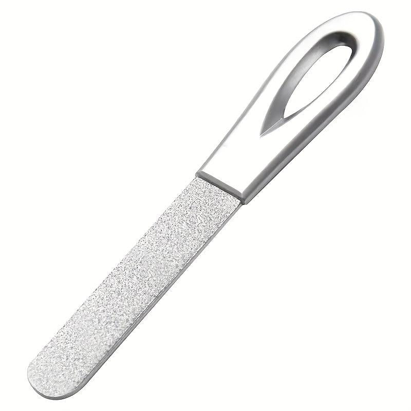 Stainless Steel Nail File Double Sided Anti Slip Handle Manicure Files