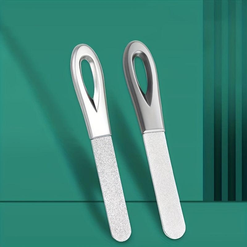 Stainless Steel Nail File Double Sided Anti Slip Handle Manicure Files