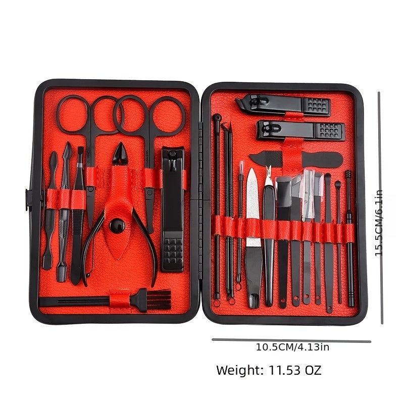 24 Piece Nail Scissors Set Stainless Steel Cutters with Portable Case