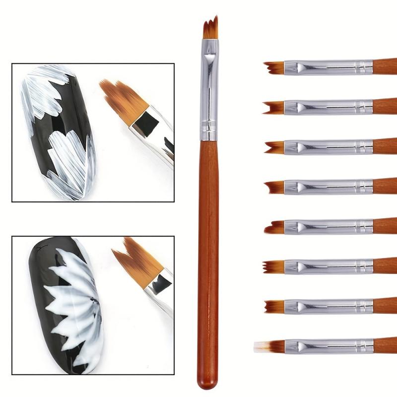 8pcs DIY Flower Nail Art Pen Easy Nail Gel Brush for Manicure and Art
