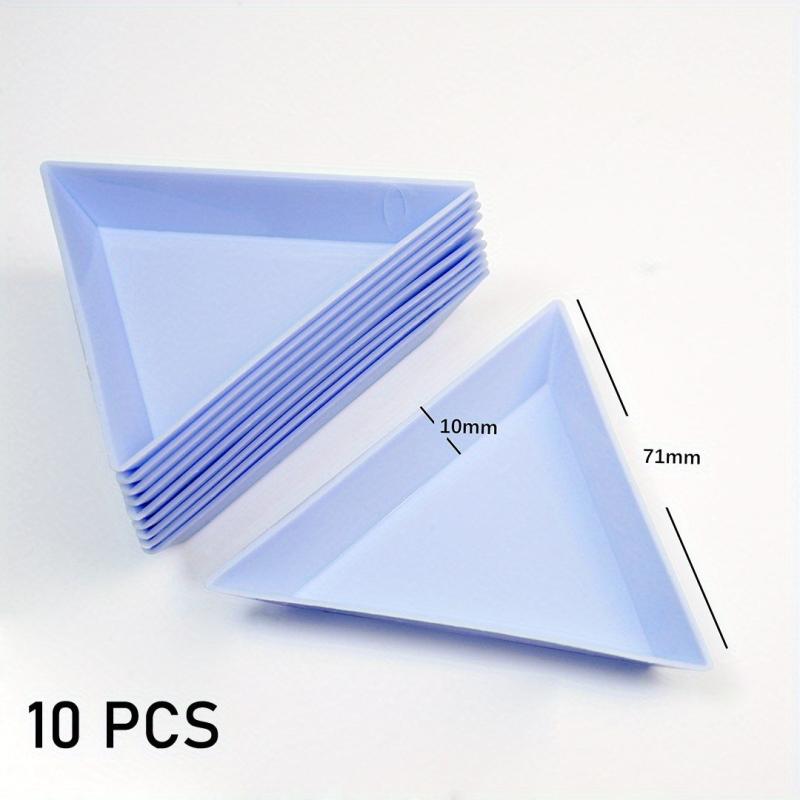 10pcs Plastic Triangle Nail Tray Rhinestone Storage 4 Options
