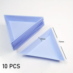 10pcs Plastic Triangle Nail Tray Rhinestone Storage 4 Options