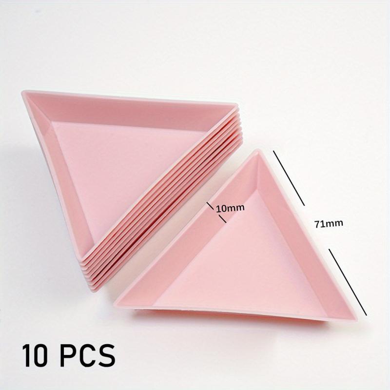 10pcs Plastic Triangle Nail Tray Rhinestone Storage 4 Options