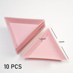 10pcs Plastic Triangle Nail Tray Rhinestone Storage 4 Options
