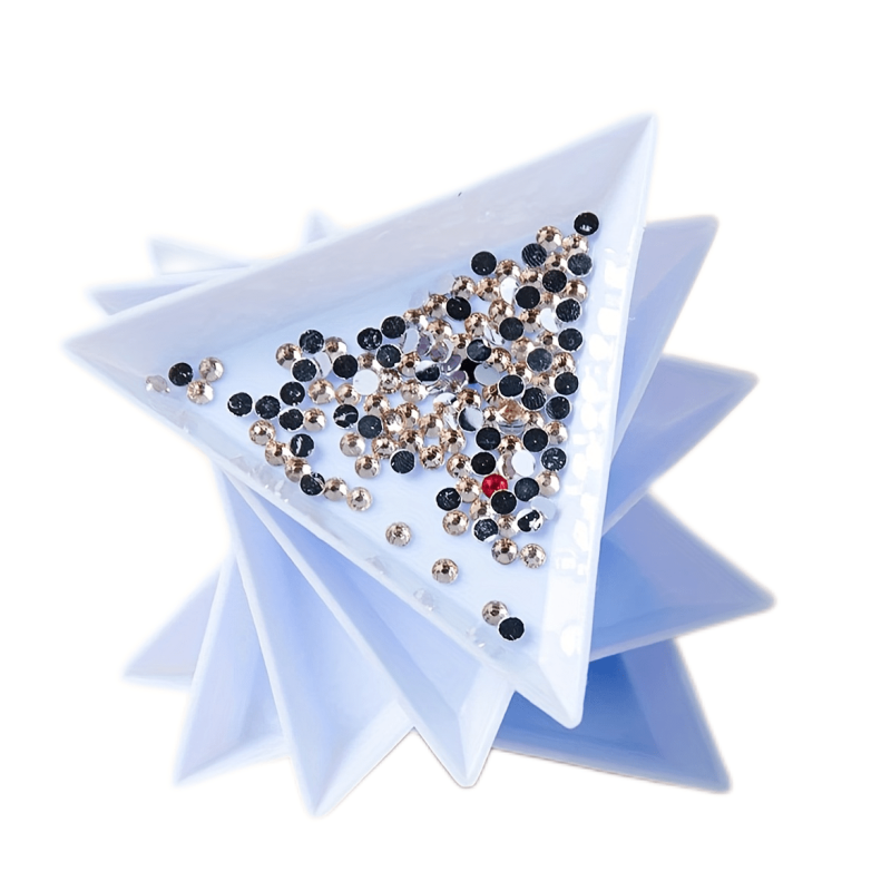 10pcs Plastic Triangle Nail Tray Rhinestone Storage 4 Options