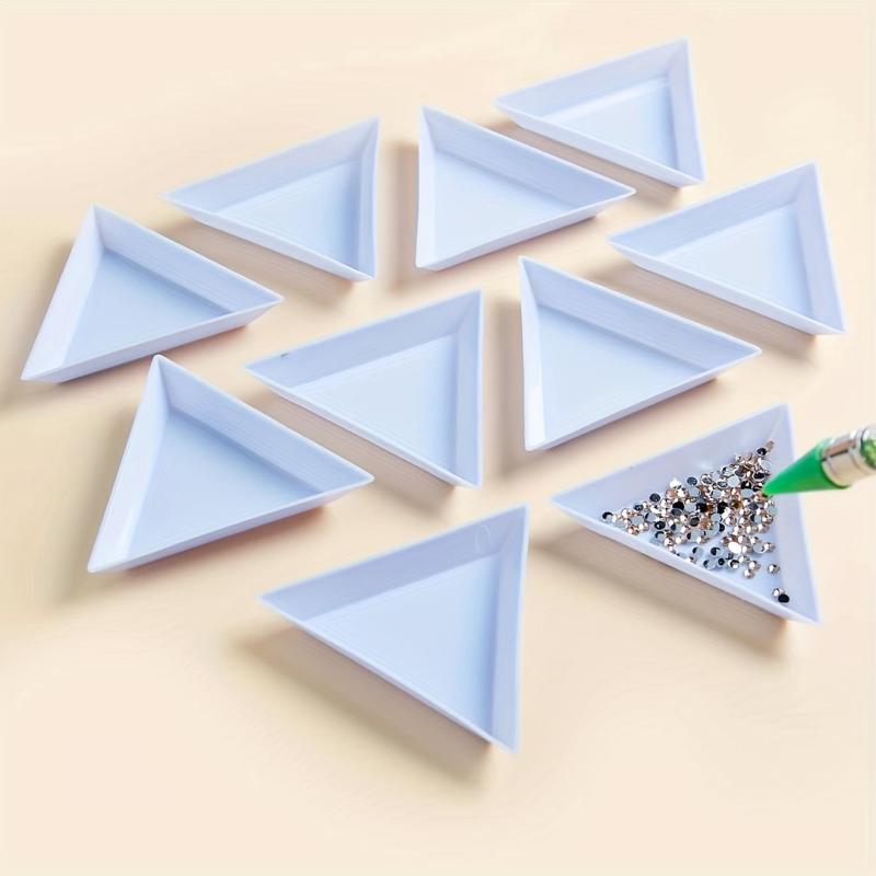 10pcs Plastic Triangle Nail Tray Rhinestone Storage 4 Options