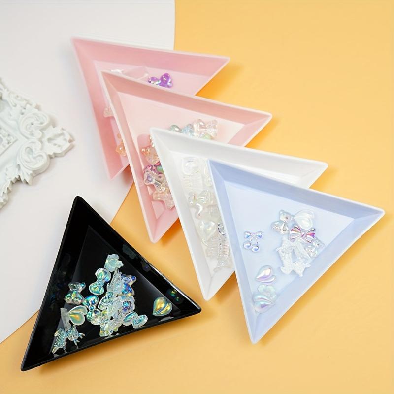 10pcs Plastic Triangle Nail Tray Rhinestone Storage 4 Options