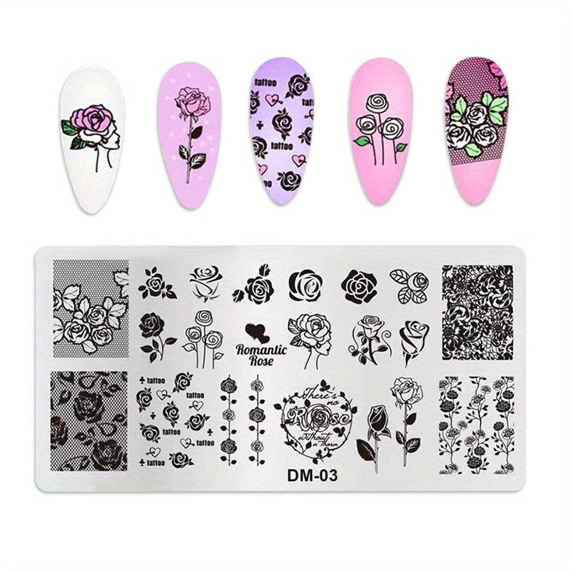 Stainless Steel Nail Stamping Plates Heart Moon Flowers Image Stamp Template