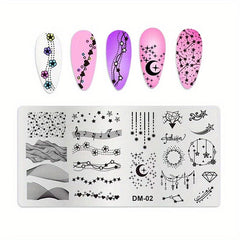 Stainless Steel Nail Stamping Plates Heart Moon Flowers Image Stamp Template