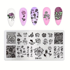 Stainless Steel Nail Stamping Plates Heart Moon Flowers Image Stamp Template