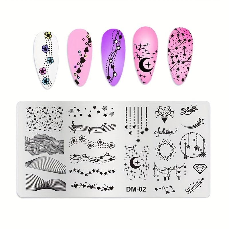 Stainless Steel Nail Stamping Plates Heart Moon Flowers Image Stamp Template