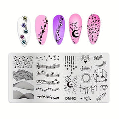 Stainless Steel Nail Stamping Plates Heart Moon Flowers Image Stamp Template
