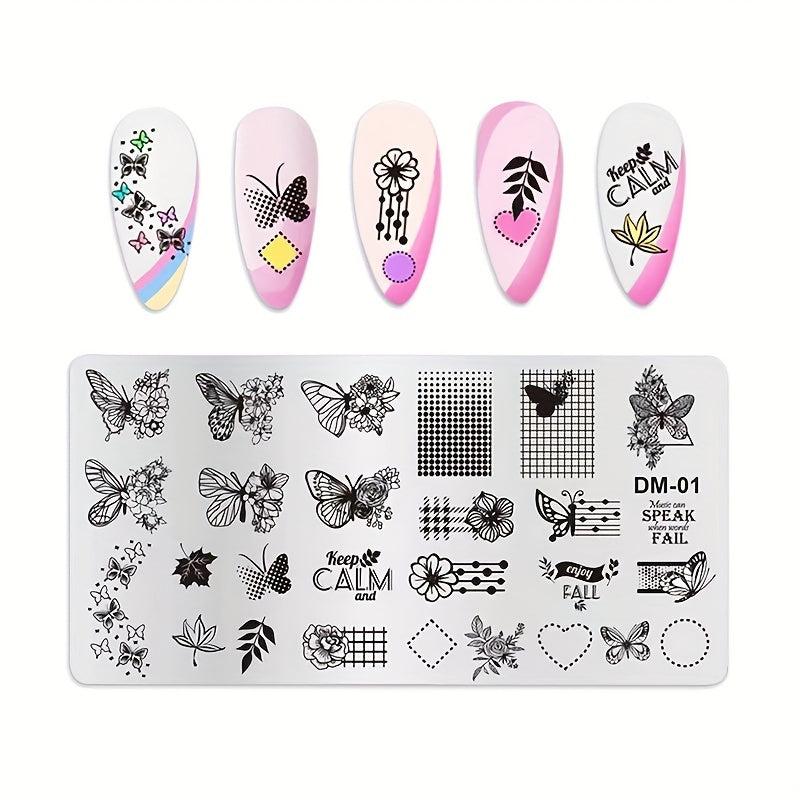 Stainless Steel Nail Stamping Plates Heart Moon Flowers Image Stamp Template