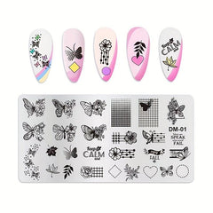 Stainless Steel Nail Stamping Plates Heart Moon Flowers Image Stamp Template
