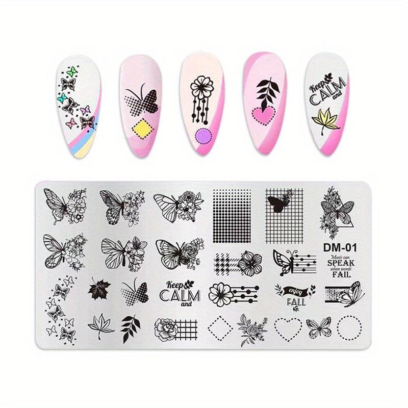 Stainless Steel Nail Stamping Plates Heart Moon Flowers Image Stamp Template