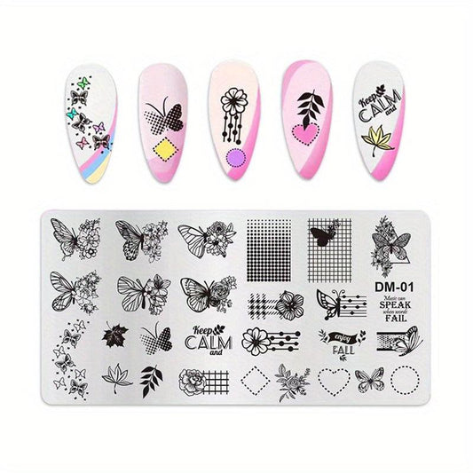 Stainless Steel Nail Stamping Plates Heart Moon Flowers Image Stamp Template