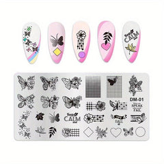 Stainless Steel Nail Stamping Plates Heart Moon Flowers Image Stamp Template