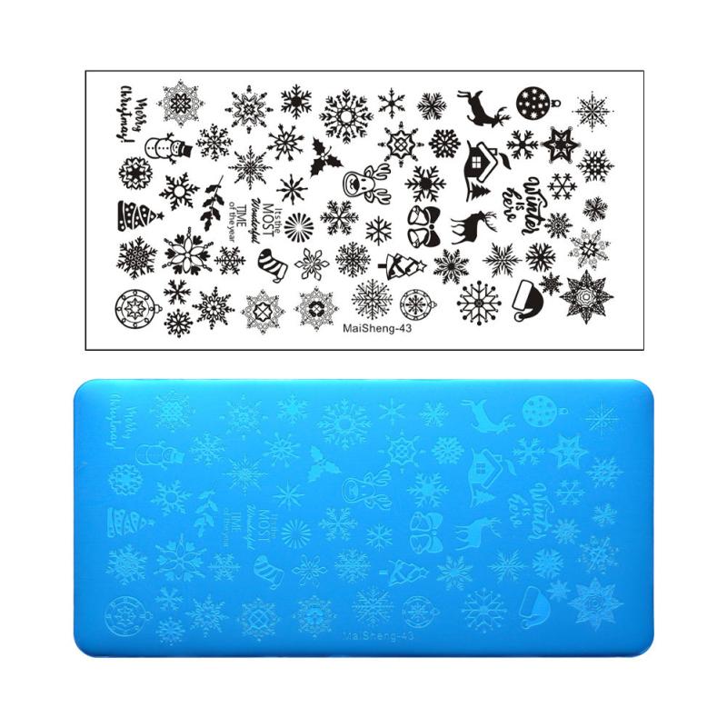 Nail Stamp Template - Christmas Snowflake Leaves Design