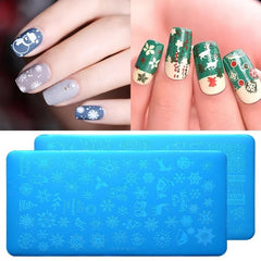 Nail Stamp Template - Christmas Snowflake Leaves Design