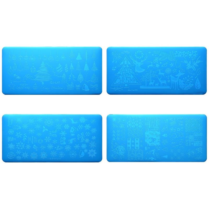 Nail Stamp Template - Christmas Snowflake Leaves Design