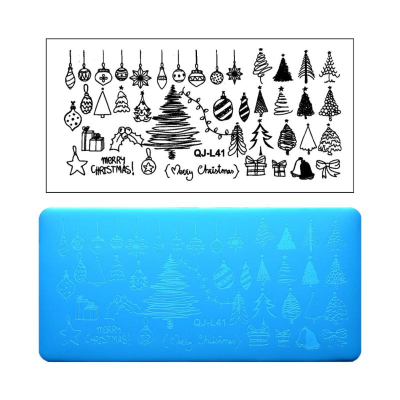 Nail Stamp Template - Christmas Snowflake Leaves Design