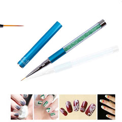 Nail Art Brush Liner Acrylic Builder Flat Crystal Drawing Manicure Brush