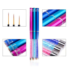 Nail Art Brush Liner Acrylic Builder Flat Crystal Drawing Manicure Brush