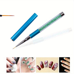 Nail Art Brush Liner Acrylic Builder Flat Crystal Drawing Manicure Brush