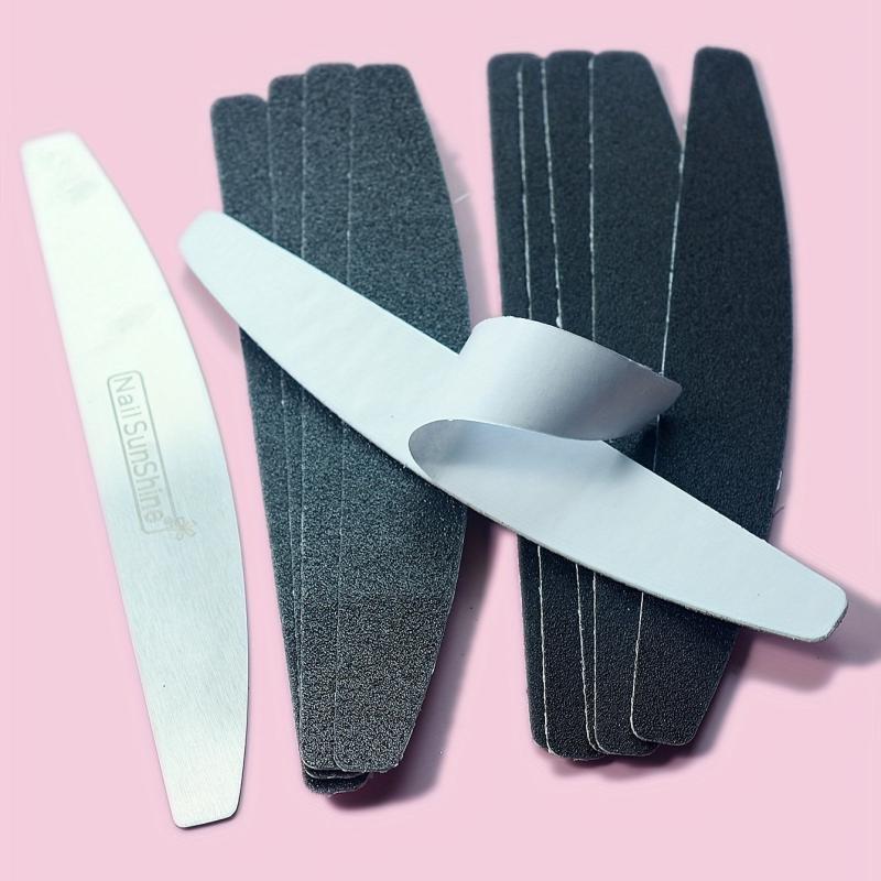 Nail Polishing Tool Set Stainless Steel Sheet with 10 Sandpaper Patches