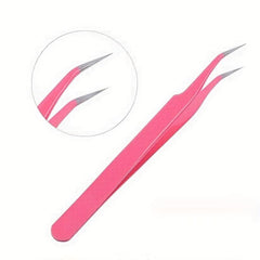 Pink Stainless Steel Lash Tweezers Eyelash Extension Nail Art Tool